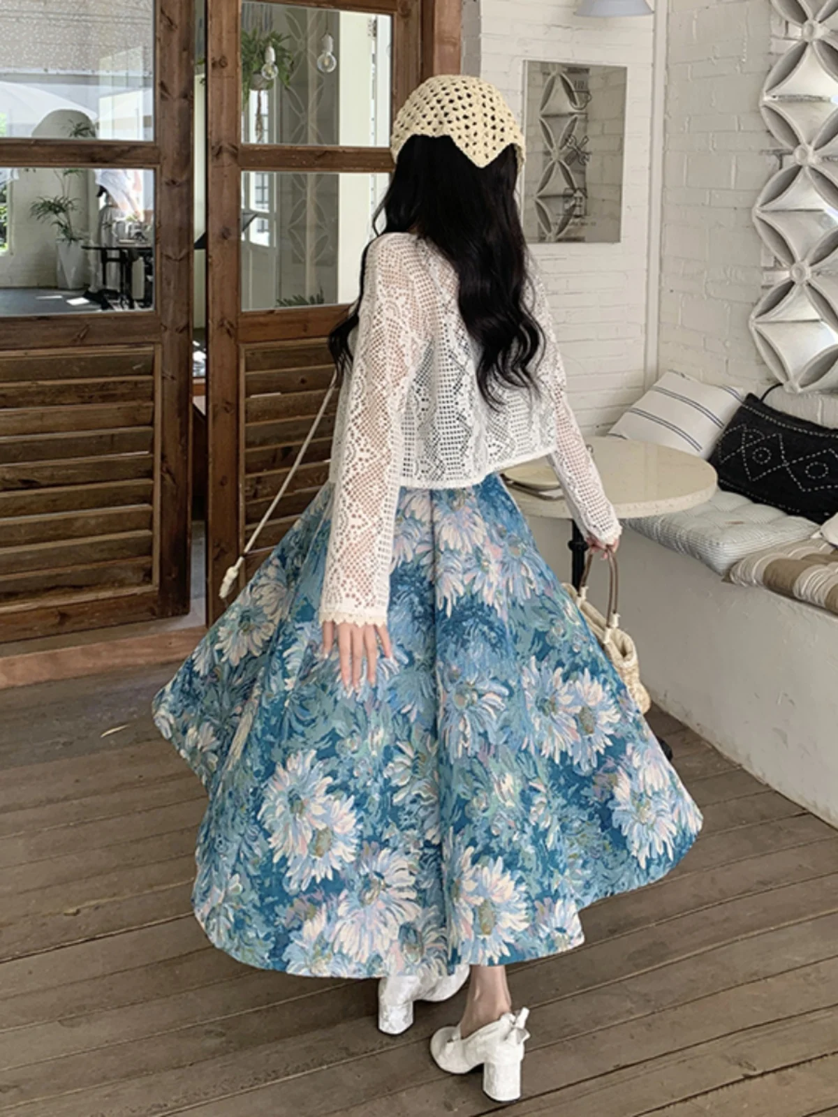 

Большие размеры с цветочным принтом ter Dr Summer Beach Vaion Hide Belly Slimming Gingham Girl Sle Длинная юбка Sweet High Waist ...