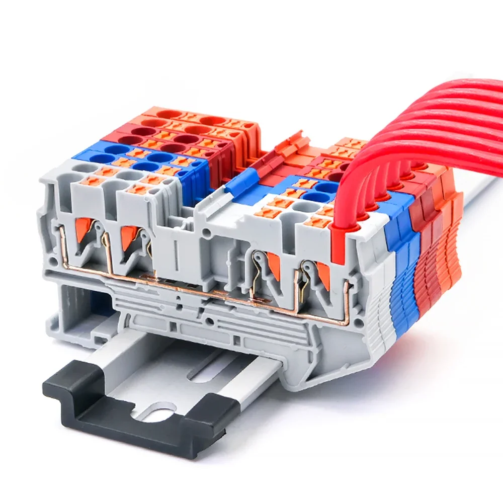 

10Pcs PT2.5-QUATTRO Terminal Block 4 Conductors Din Rail Electrical Wire Spring Connection Push In Conductors Wire Connector