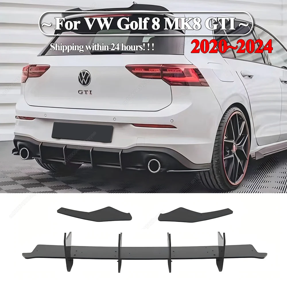 

Maxton Style Rear Bumper Lip Spoiler Diffuser Splitter Lip Side Protector Body Kit For VW Golf 8 MK8 GTI 2020-2024 Black Tuning
