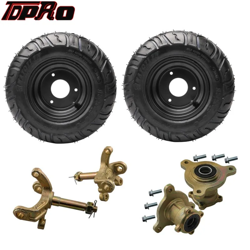 

2Pack 13x5.00-6 Tire 3 Stud Rim Wheel + Steering Spindle Hub for Go Kart ATV Quad Off-Road Lawn Mower