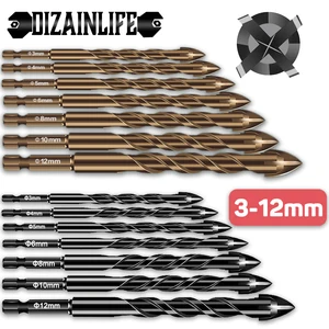 Bộ dụng cụ khoan gạch hex hex cruz, hợp kim cứng, bit tam giác, bộ dụng cụ cho gỗ, thủy tinh, gốm sứ, bê tông, dụng cụ mở lỗ, gạch, 3-12mm 8 Mũi khoan bán hàng chính cho Khoai sứ - №8