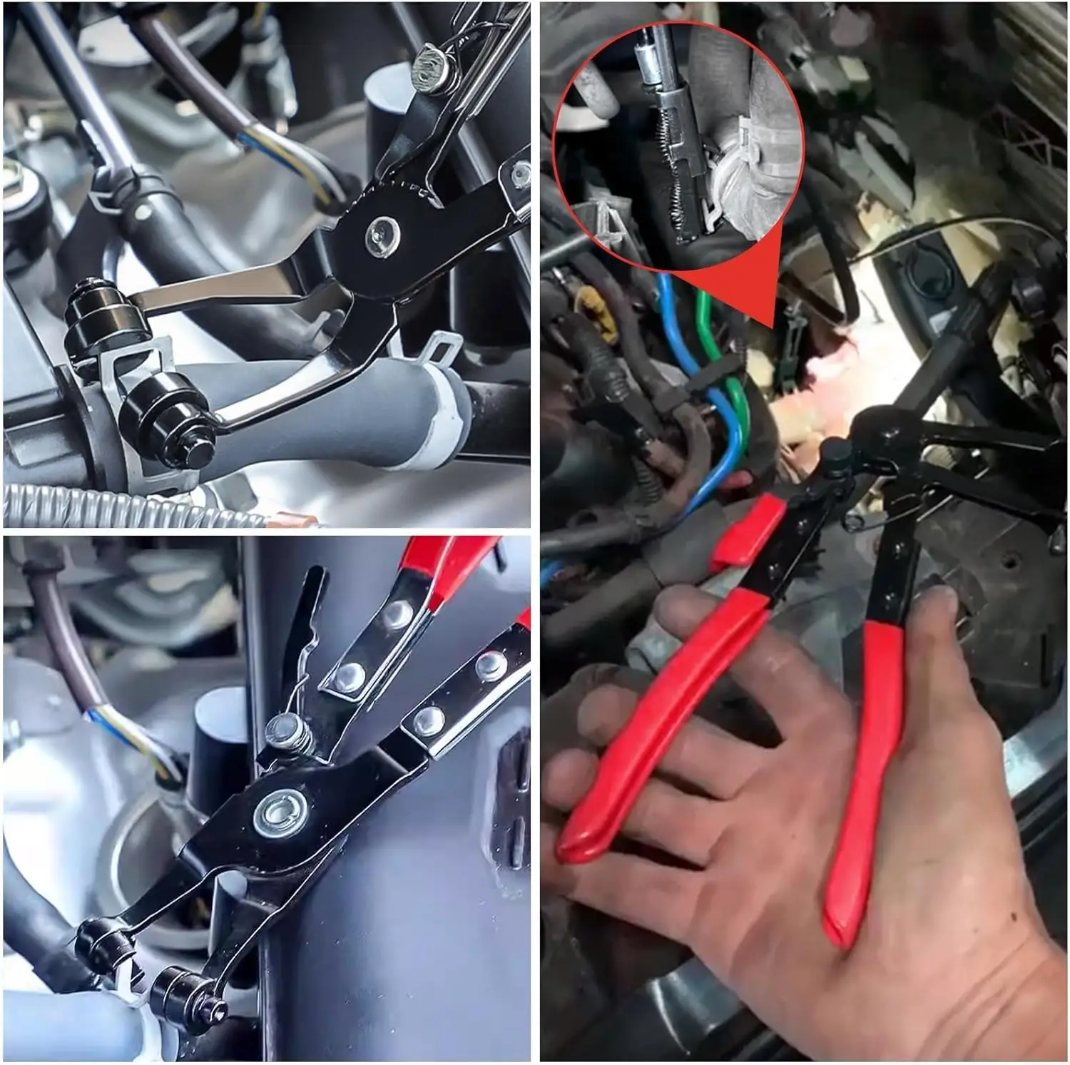 3 Buah Kit Tang Klem Selang, Alat Pelepas Klip Panjang Kawat Tang Klem Selang Pegas Kawat Jangkauan Panjang, Klem Selang Siku 45 Derajat Pli