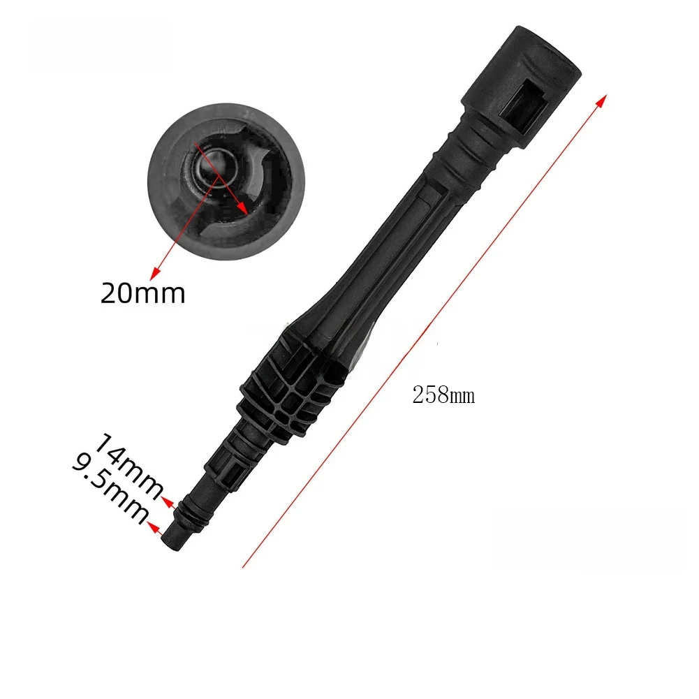 Black Plastic Car Washer Extension Rod Nozzle 258mm Length Accessory For Auto Cleaning Machine Easy Install Spray Wand Tool
