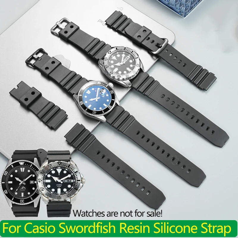 22mm TPU Black Strap for Casio Swordfish MDV-106/107 MTP-VD01 Resin Silicone watchband for Seiko No. 5 men Silicone wristband