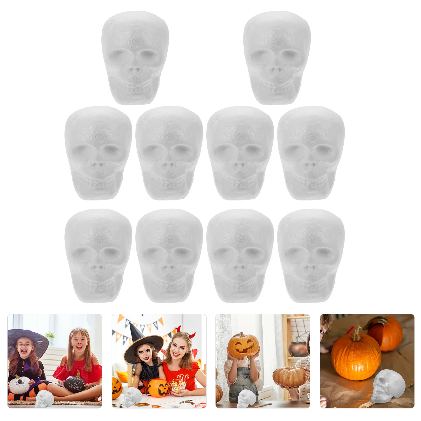 

10Pcs Ghost Head Skull Grimace DIY Supplies Creative White Blank Painting Tools for Kids Preschool Crafts Christmas Birthday