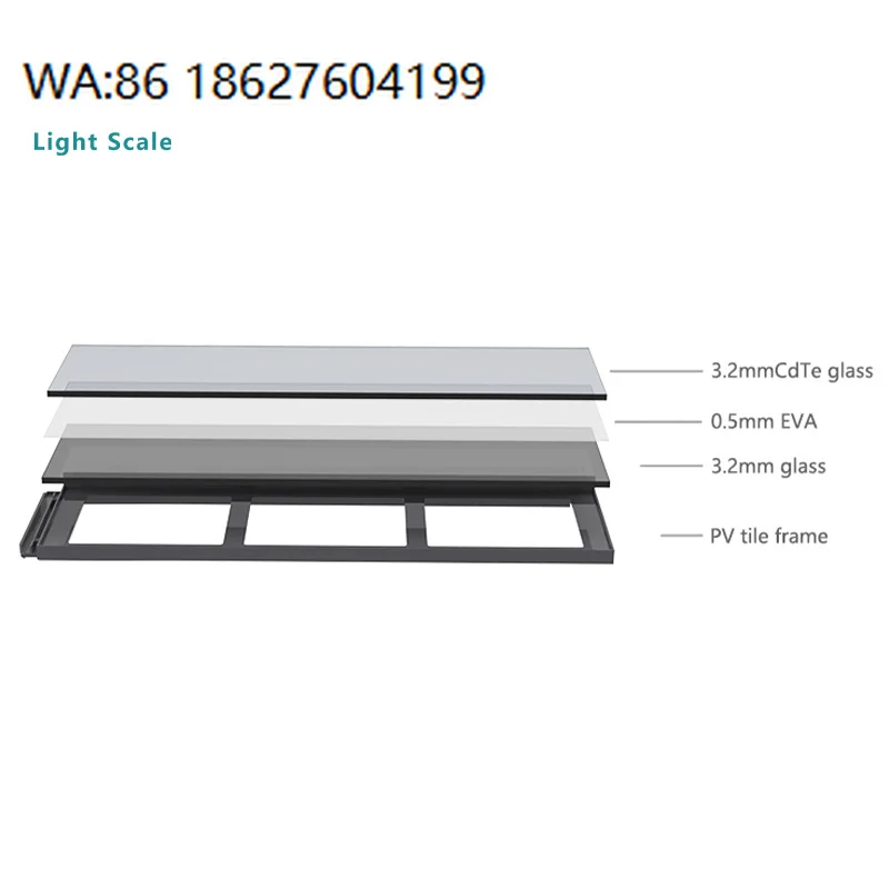 Djd01 Light Scale Bipv Cdte Solar Roof Tiles Double Glass 75w High Efficiency Rooftop Panel Durable