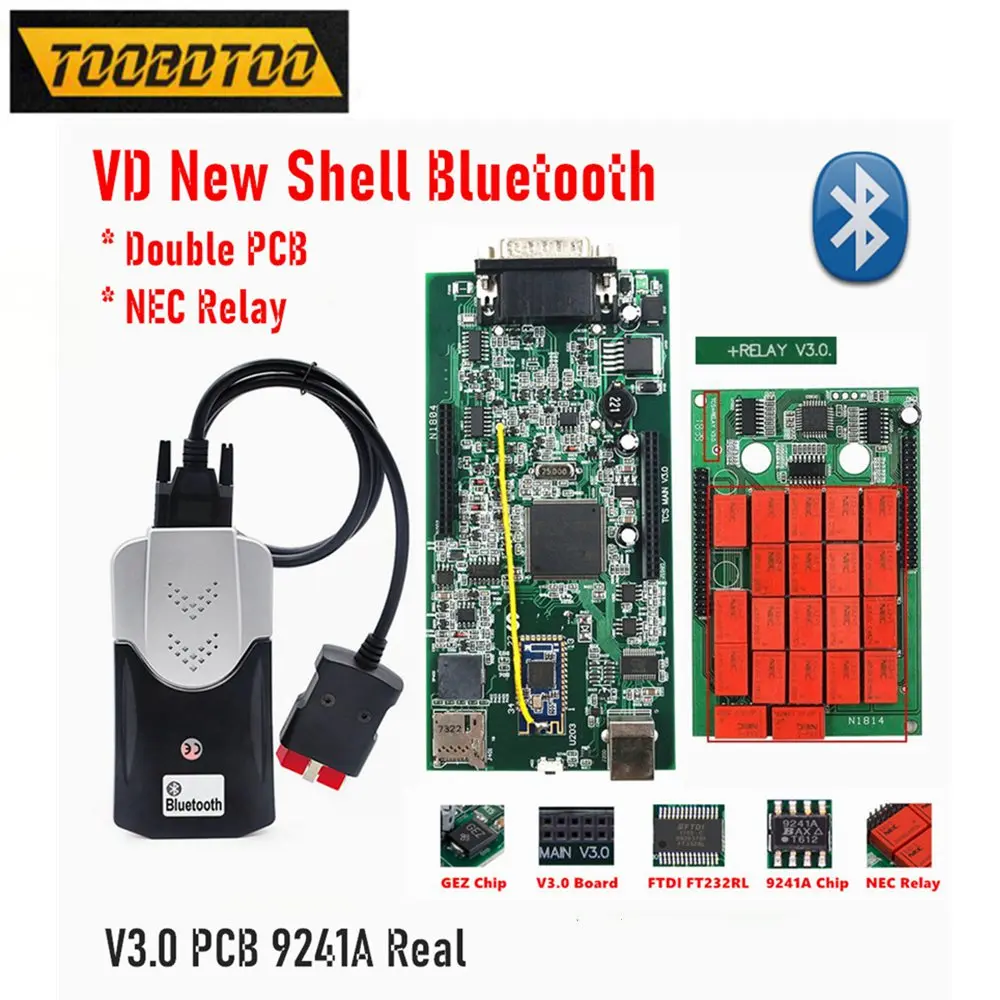 

2021.11 New VCI Multidiag Pro TCS PRO 2017 R3 Keygen Car Truck Real V3.0 9241A Double PCB 21 NEC Relay Bluetooth 4.2