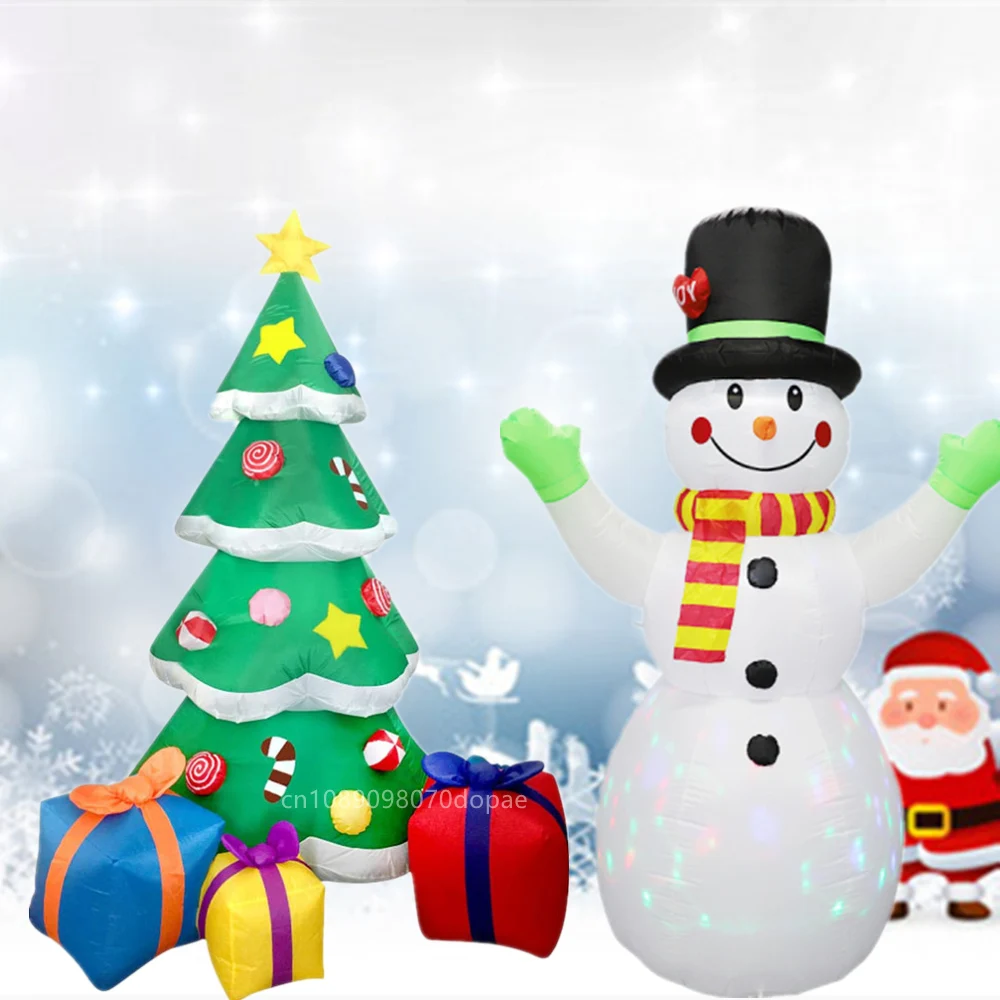 Christmas Inflatable Xmas Tree and snowman Built-in LED Lights Outdoor Ornament Christmas Gift Party New Year Indoor adorn Toys