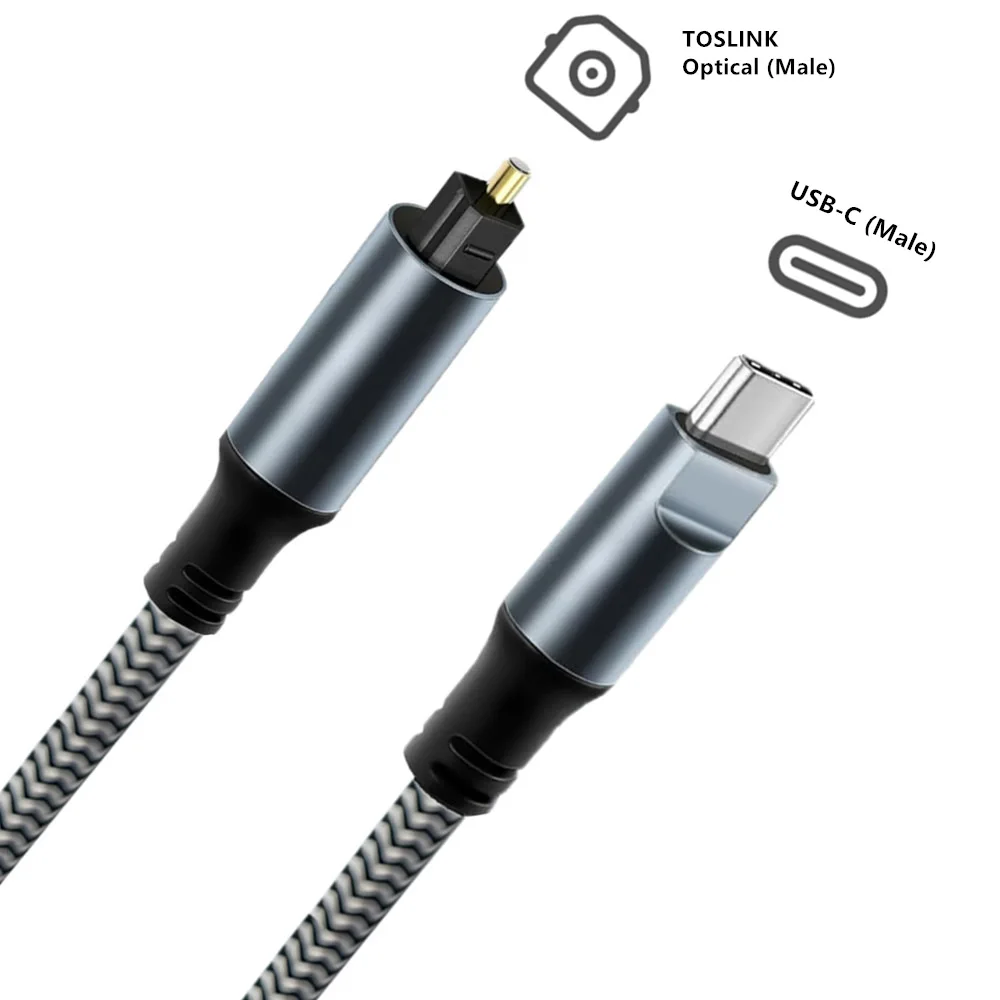 USB-C Male to TOSLINK Fiber Optic Male Supports Digital Audio Output In USB-C Devices SPDIF 1.2m 1.8m 3m 4.5m