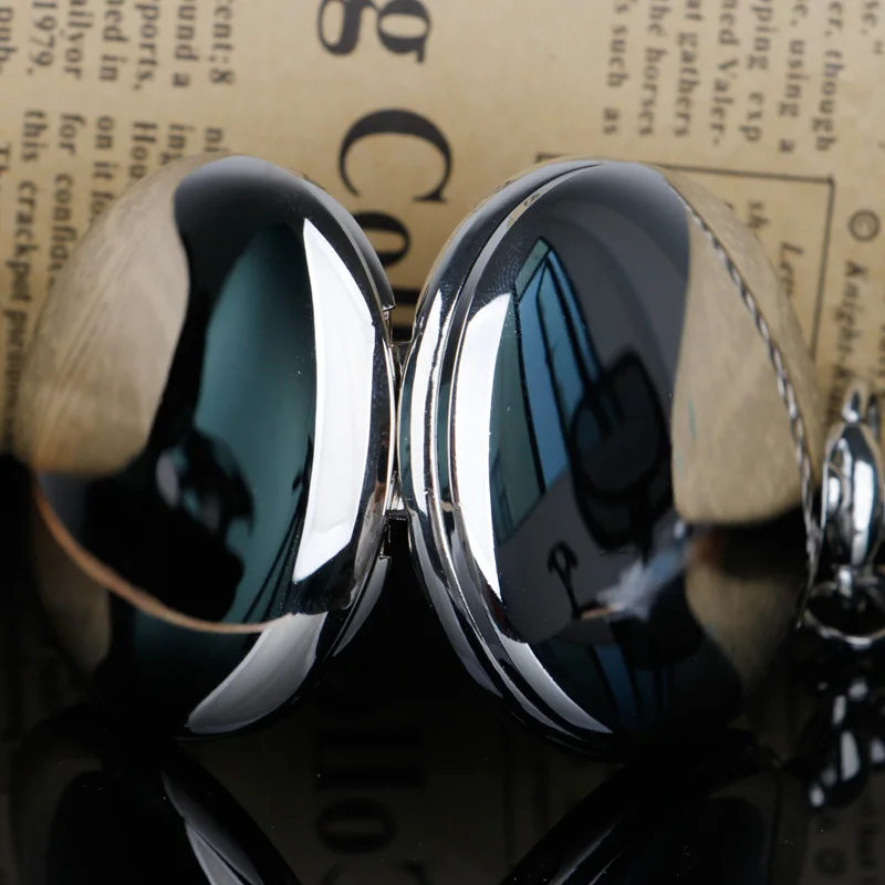 ساعة جيب كوارتز فضية ناعمة مع سلسلة ساعة Steampunk وقلادة مع سلسلة هدايا للنساء والرجال Reloj De Bolsillo