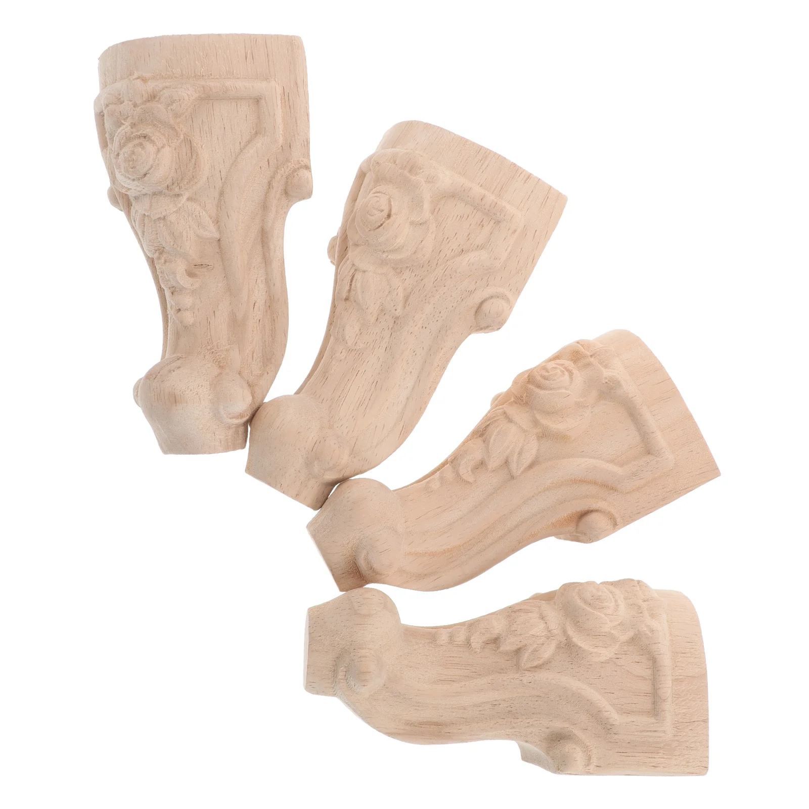 4pcs Solid Wood Table Legs Furniture Feet Elegant Carving Design Dresser Sofa Bedside Cabinet Decor DIY Wooden Legs
