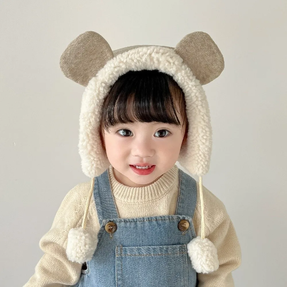 

Lovely Cute Bear Ear Hat Fleece Thick Baby Beanie Cap Warm Winter Ear Protection Hat Kids