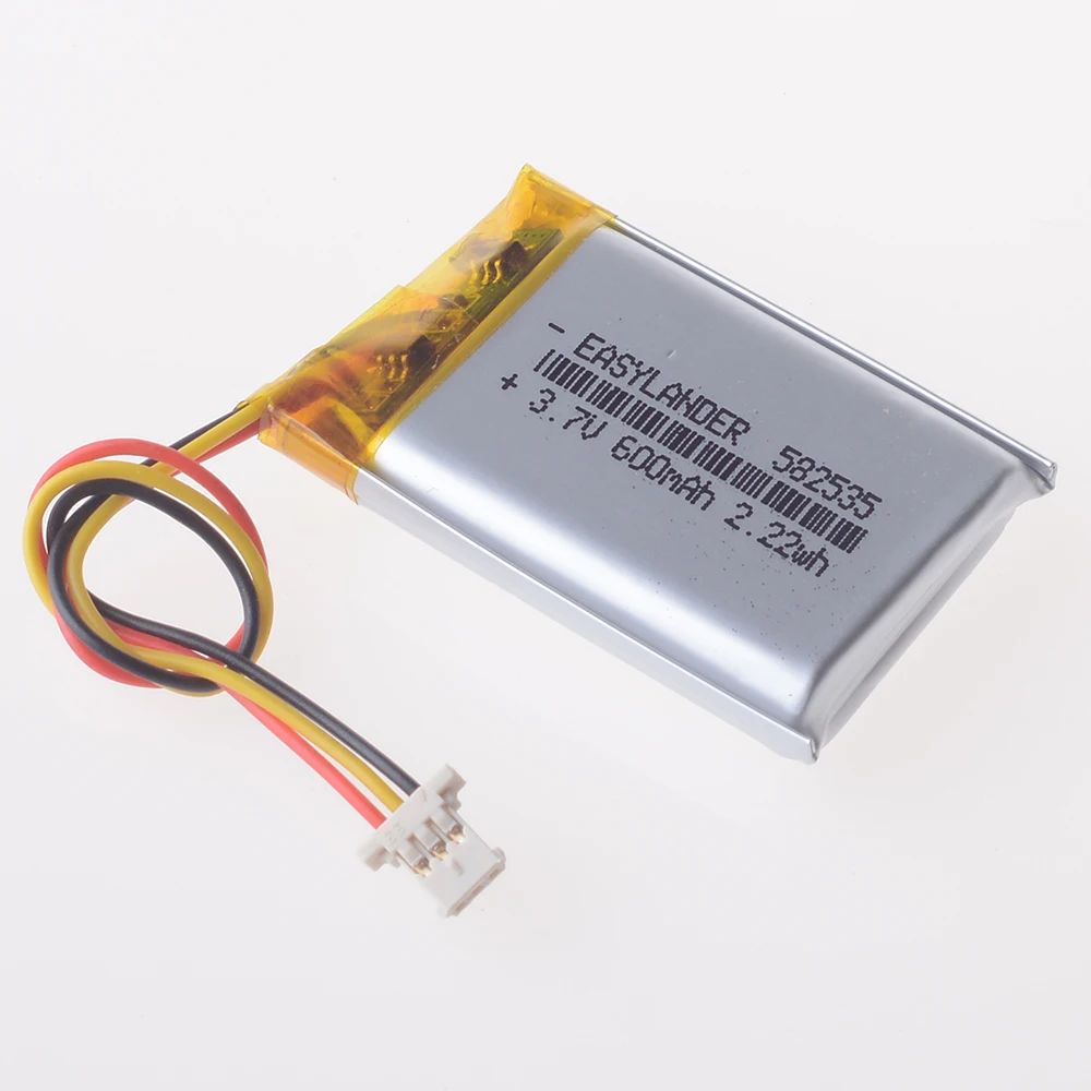 3,7V 600mAh 602535   Bateria Li-Polymer Li 3 Fios JST 3 pinos 51146 Conector 582535   Para carro DVR Gamera Dash Cam Sat Nav