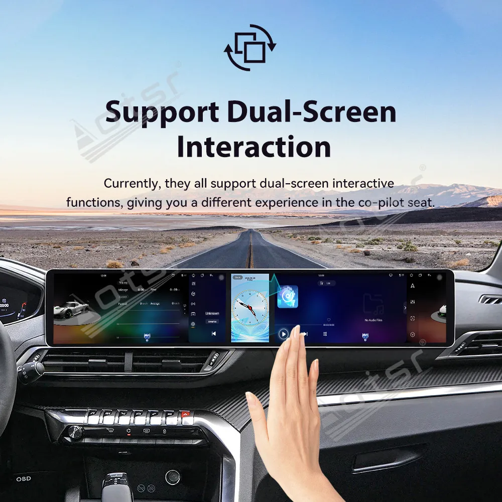 Triple Screen Android Radio For Peugeot 4008 5008 2017~2021 Car Multimedia Player GPS Navigation CarPlay Auto Stereo Head Unit