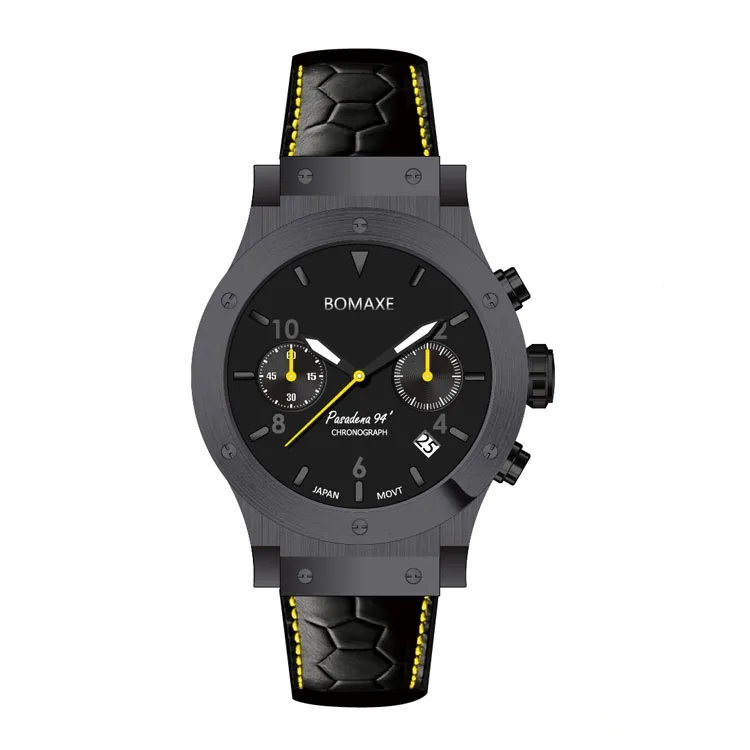 핫세일 모시나이트 다이아몬드 캐주얼 남성 시계 그린 컬러 BOMAXE SA6059 스테인리스 스틸 정품 가죽 쿼츠 손목시계