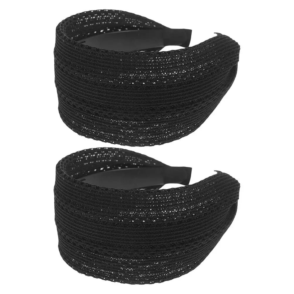 2Pcs Women's Wide Headbands Non-Slip Breathable Mesh Ultrawide Design Face Washing Makeup Running Yoga Skincare Hair Care