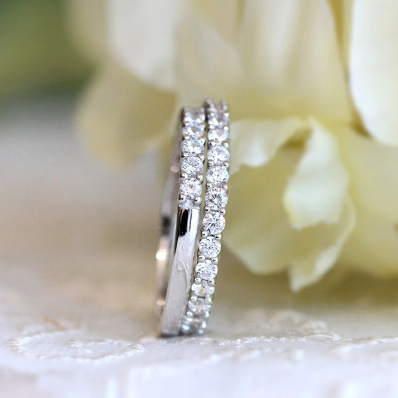 Huitan Fashion Contracted Design 3Pcs Set Rings with Cubic Zirconia Brilliant Bride Wedding Accessories New Trendy Women Jewelry