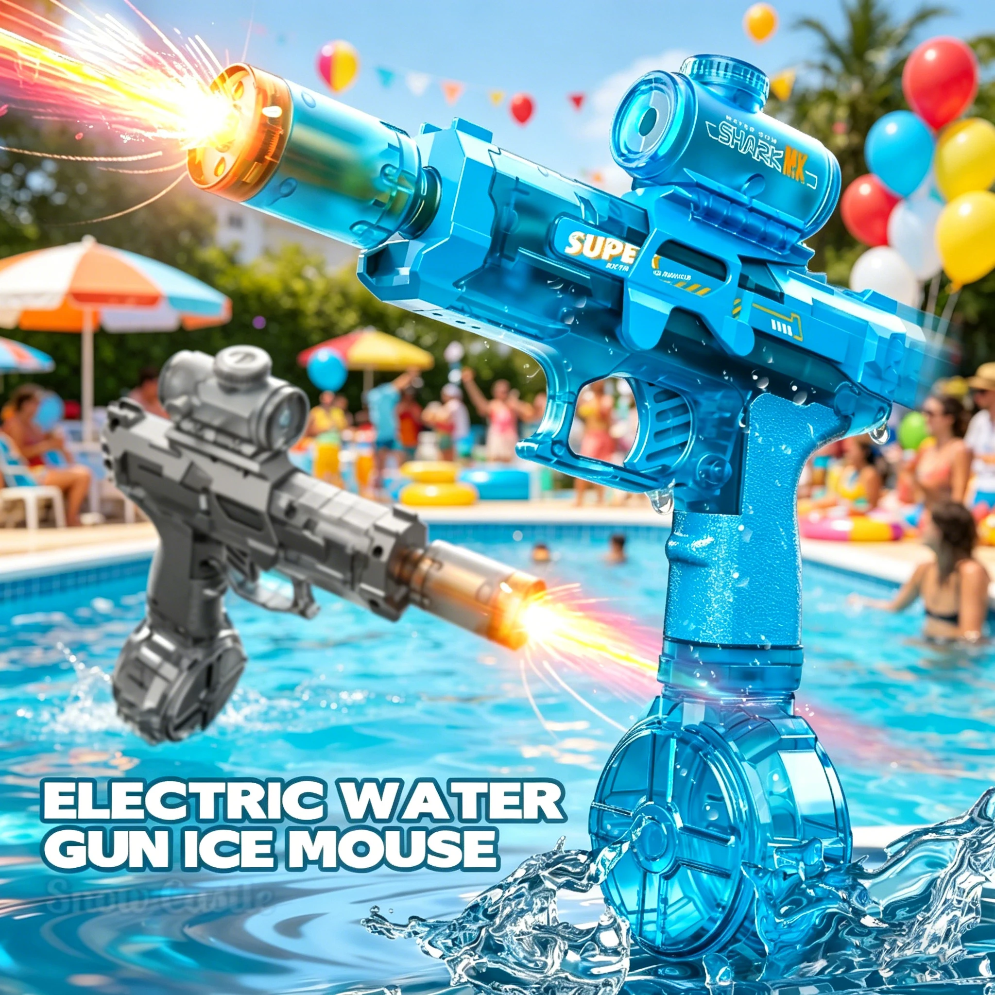 New Electric Water Gun With light Sprays Flame Effect Continuously High-pressure Powerful Outdoor Water Gun Toys pistola agua