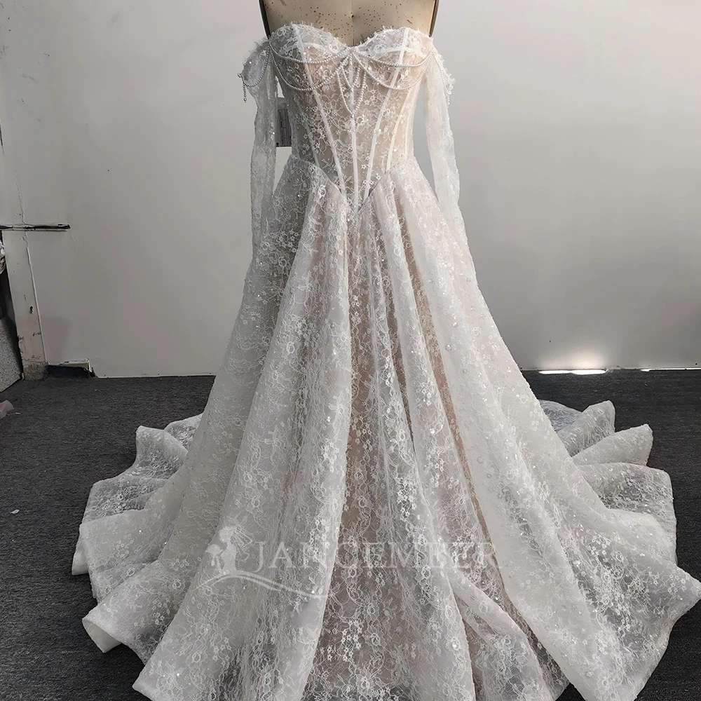 

Платье для помолвки с открытыми плечами, кружевное, А-силуэта, из атласа, с длинными рукавами, винтажное, длиной до колен, свадебное платье, на заказ