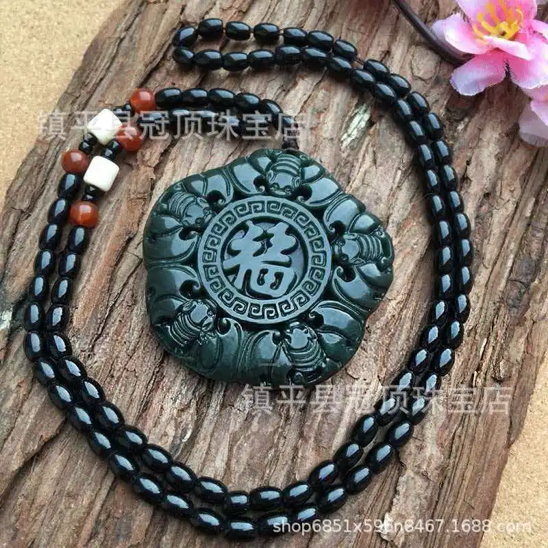 

Зеленый браслет-кулон из нефрита Хэтянь большого размера, унисекс