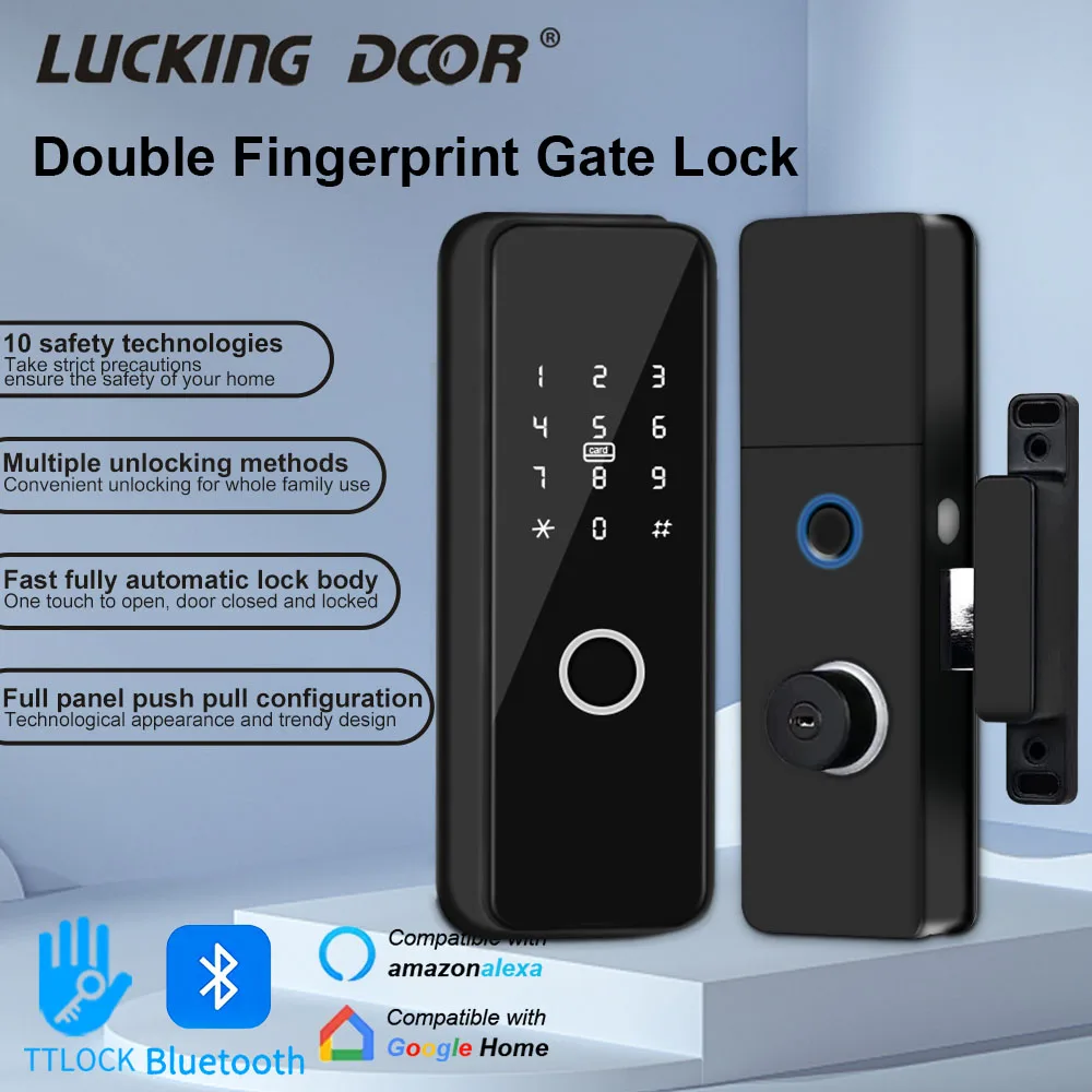 TTlock Electronic Smart Lock Outdoor Fingerprint Code IC Card Security Digicode Door Lock support Wifi Gateway G2 Remote Key R1