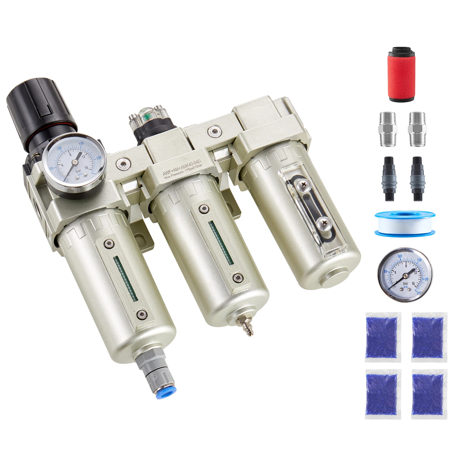 SucceBuy Air Compressor Filter Regulator 1/2 3/4 inch NPT Air Drying System w/ Micron Filter Water Separator 175PSI Max Pressure