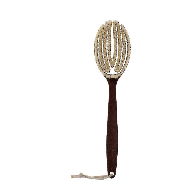 

Yjq long handle bath brush coconut extended dry and wet brush two-in-one imitation palm curved long handle