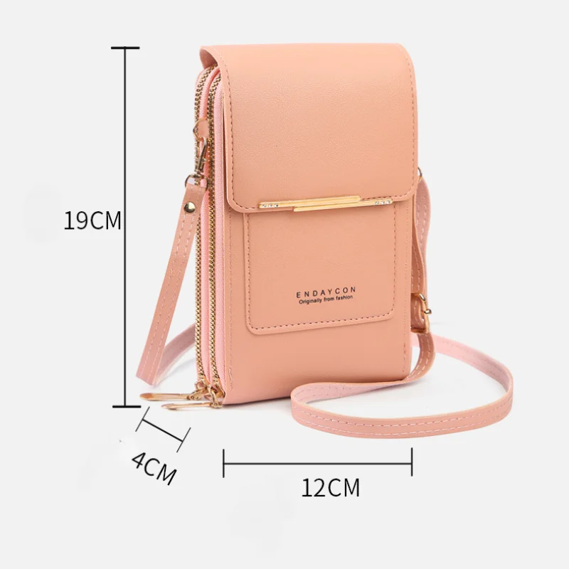 Women Fashion Touch Screen Lock Cell Phone Bag Women\'s Mobile Phone Card Holder Crossbody Shoulder Bag Money Pockets Small Bags