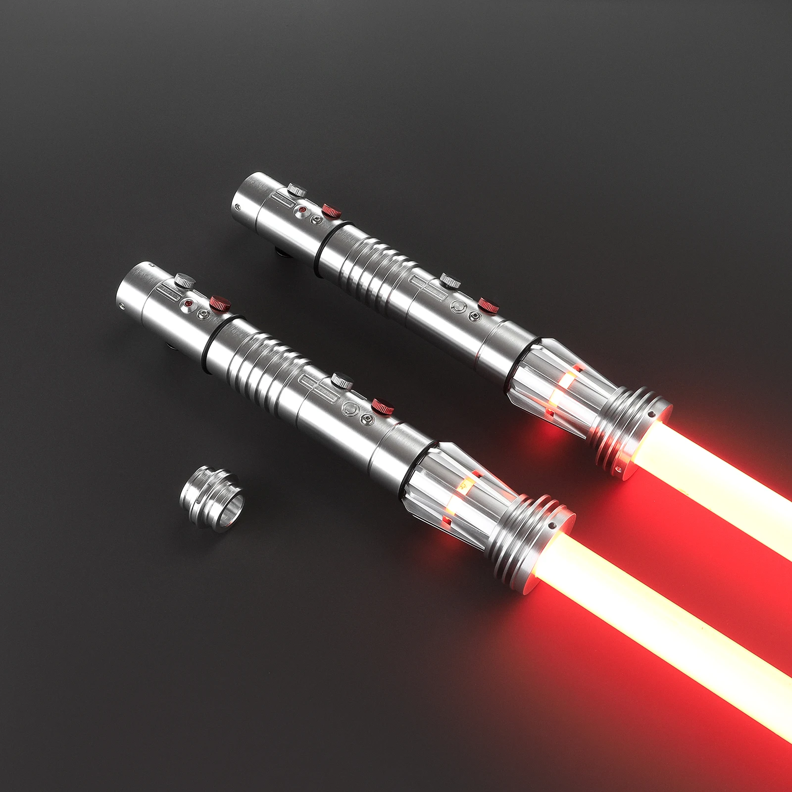 DamienSaber Darth Maul Lightsaber الحساسة السلس سوينغ ضوء Sabre FX الثقيلة المبارزة الليزر السيف المقبض المعدني مع 34 خط الصوت