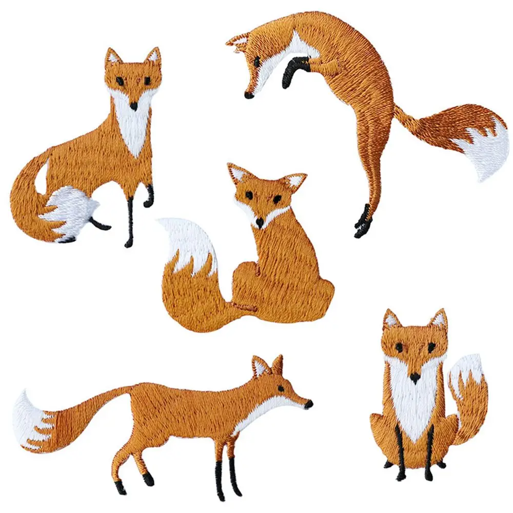 Fox Applique Embroidery Apparel Fox Patch Clothing Repair Patches DIY Phone Case Handmade Animal Patches Jeans Trim