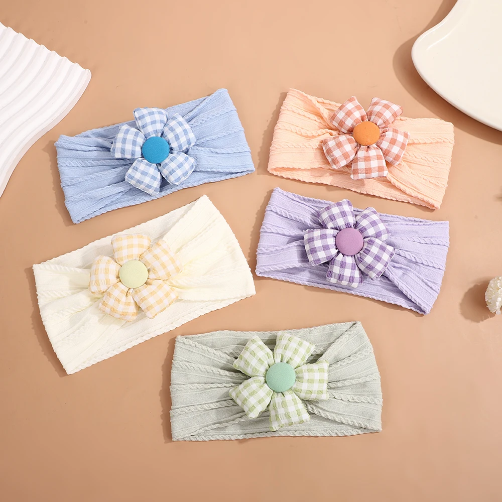 

5-цветные полоски с принтом, детские повязки на голову, модные нейлоновые ленты для волос с цветочным принтом, эластичная повязка на голову для новорожденных, тюрбан, аксессуары для детских волос