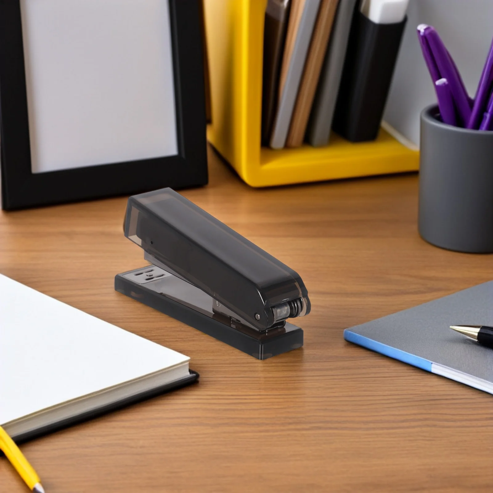 Stylish Black Acrylic Stapler Large Capacity Stable Placement Office School Home Efficient Document Organization