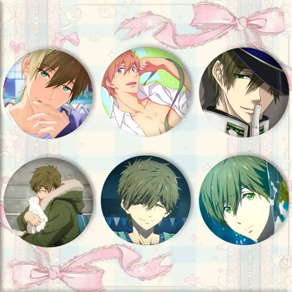 Hot Cartoon Anime F-Free Makoto Tachibana Badge Tinplate DIY Backpack Clothing Accessories Jewelry Pins