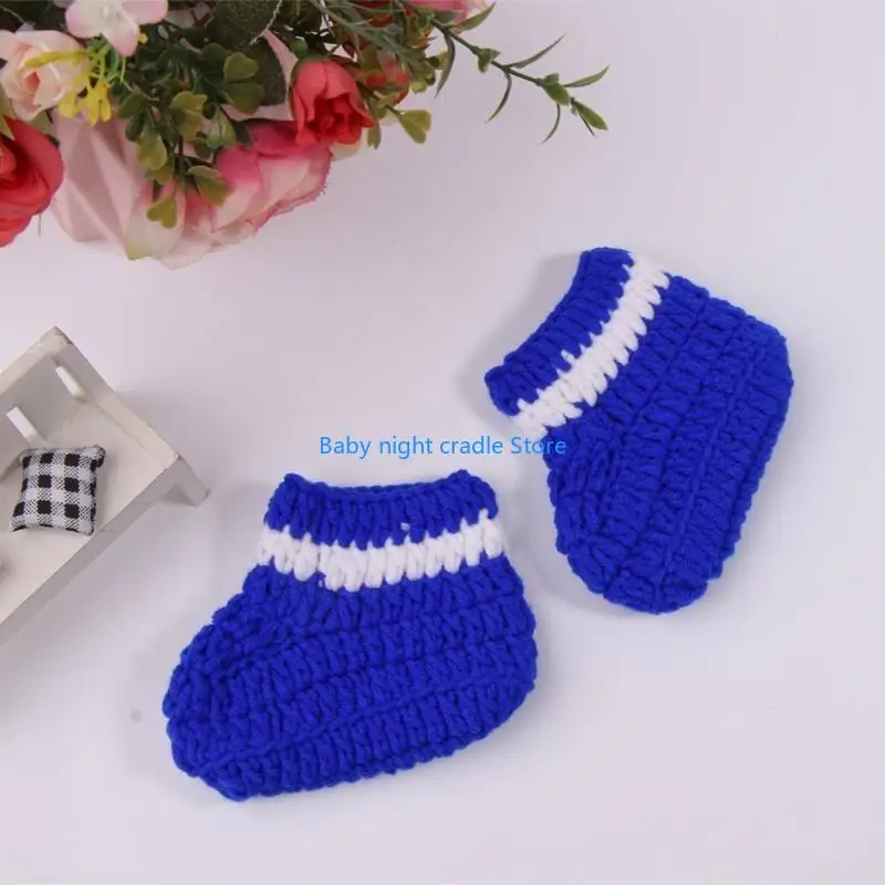 

J2FF 3Pcs/set Baby Newborn Photography Costumes Infant Clothing Set Knitted Clothes Outfits Kinnting Short Pant with Shoes