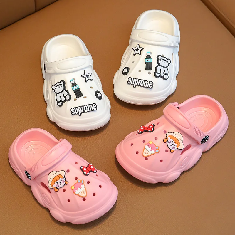 Infant Shoes Flip Flops For Children\'s Mules Baby Slippers Clogs Wear Hole Sole Kids Boys Sandals Summer Beach Platform Soft Diy