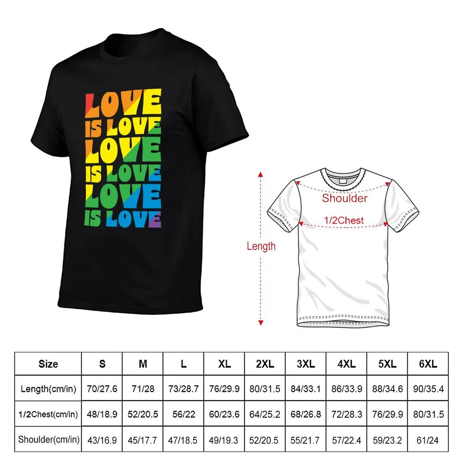 Love is Love Pride Month Greeting Typography LGBTQIA colorful rainbow design T-Shirt rapper graphic tees tees clothes for men