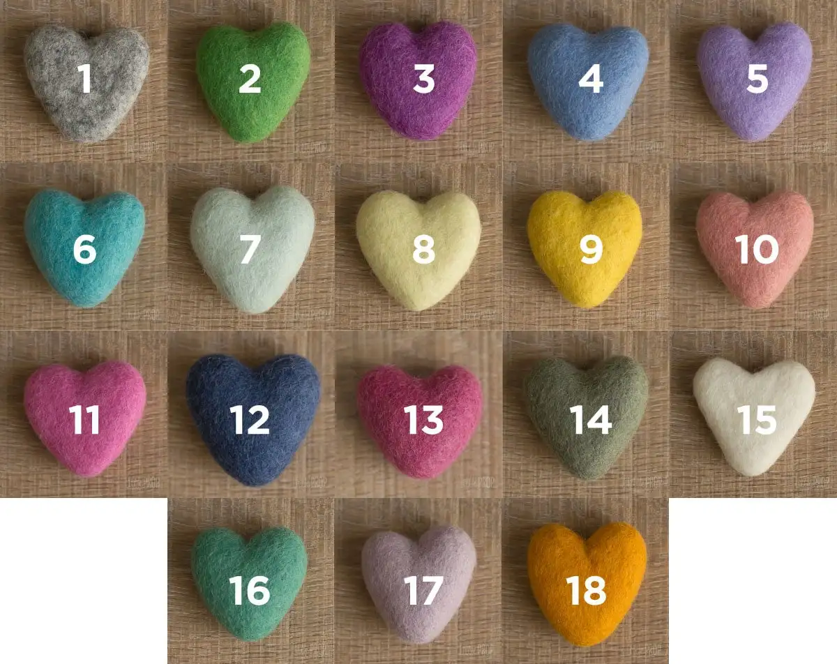 Newborn Photography Props Felted Heart DIY Wool Baby PhotoShoot Accessories infant Studio Felt Love Heart 5.5cm