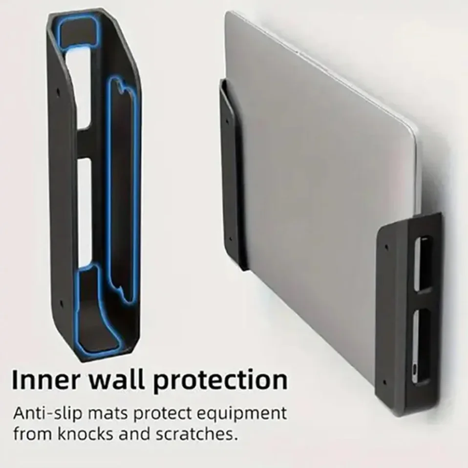 Dual‑Use Under Desk Wall‑Mount Laptop Mount Anti‑Scratch Silicone Shelf Holder for Tablet Macbook Laptop