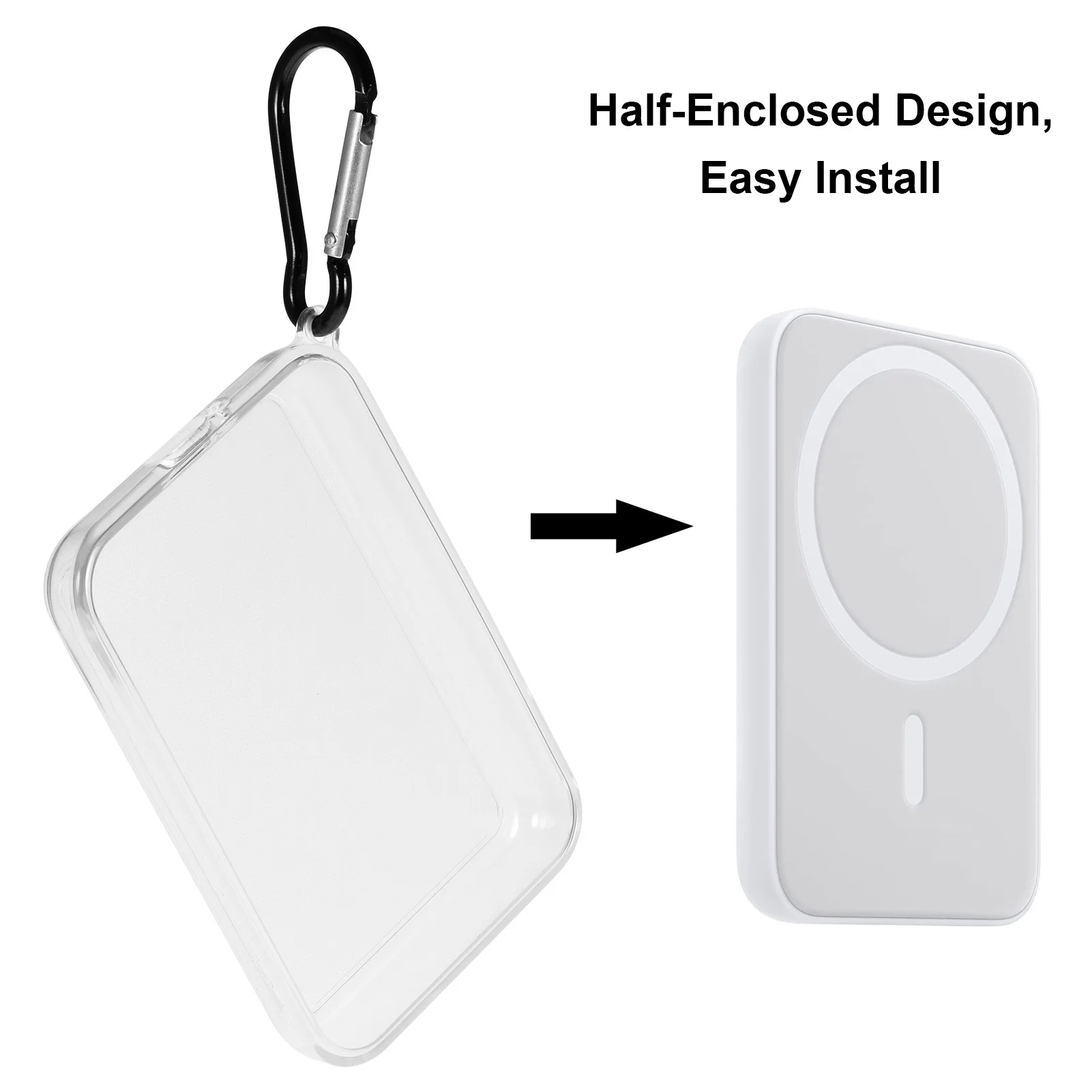 TPU Transparent Cover For Megsafe Battery Pack Half-Enclosed Soft Cover ForMagsafe Wireless Charger Battery Pack Protective Bag