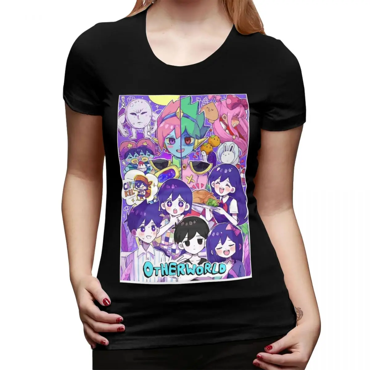 Koszulka damska Omori Hero Sunny Basil Cartoon Horror, okrągły dekolt, streetwear, koszulki damskie z krótkim rękawem, letnie ubrania, topy