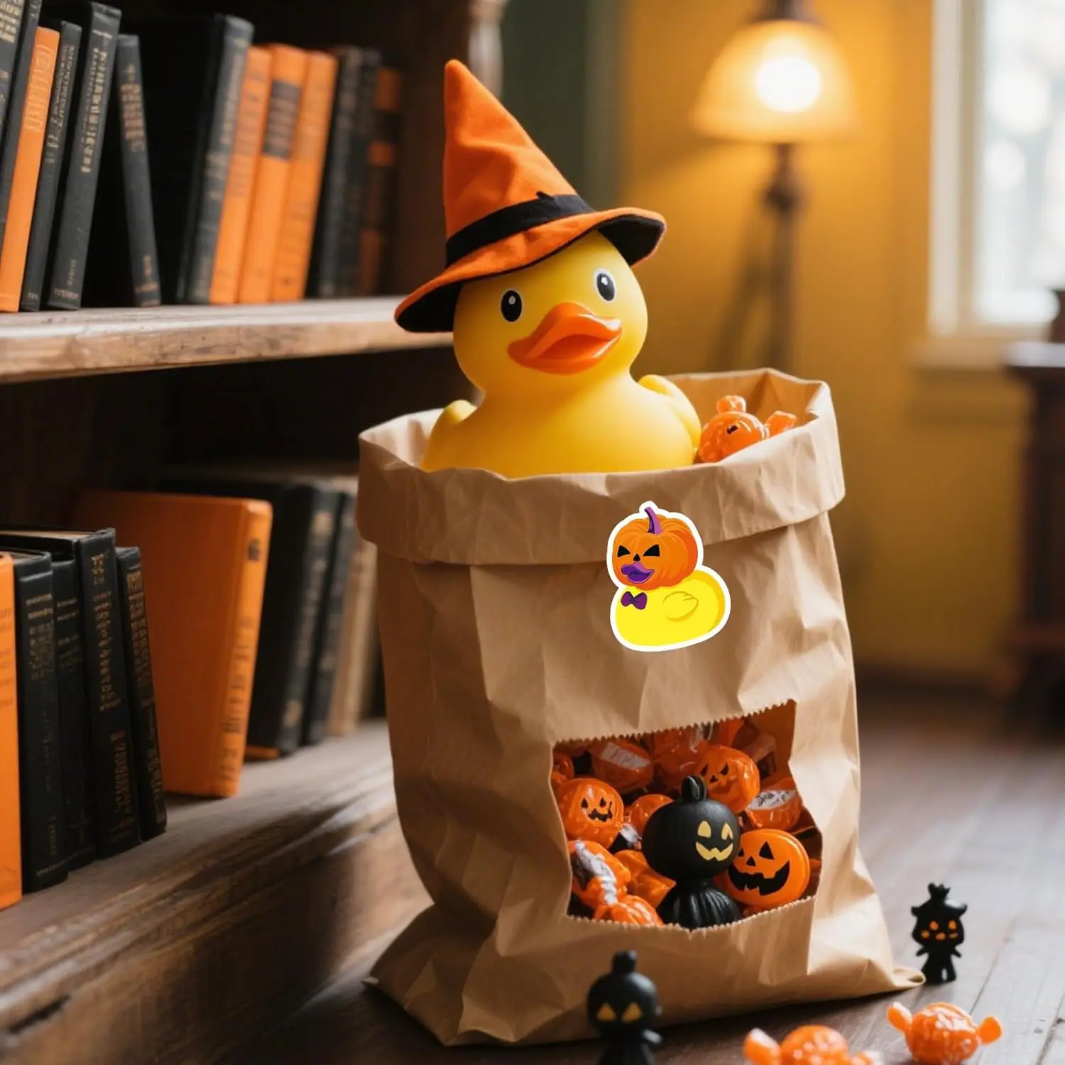 500Pcs Halloween Rubber Duck Roll Stickers Funny Cartoon Duck Label Decals for Envelope  Scrapbook Trick or Treat Party Supplies view 3