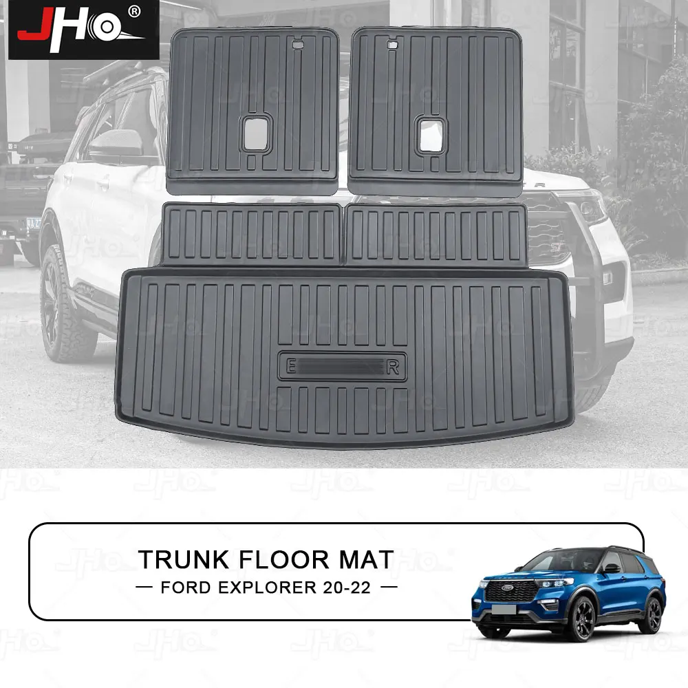 JHO Car Rear Cargo Boot Liner Trunk Floor Mat Carpet Tray For Ford Explorer 2020 2021 Limited Base XLT Interior Accessories