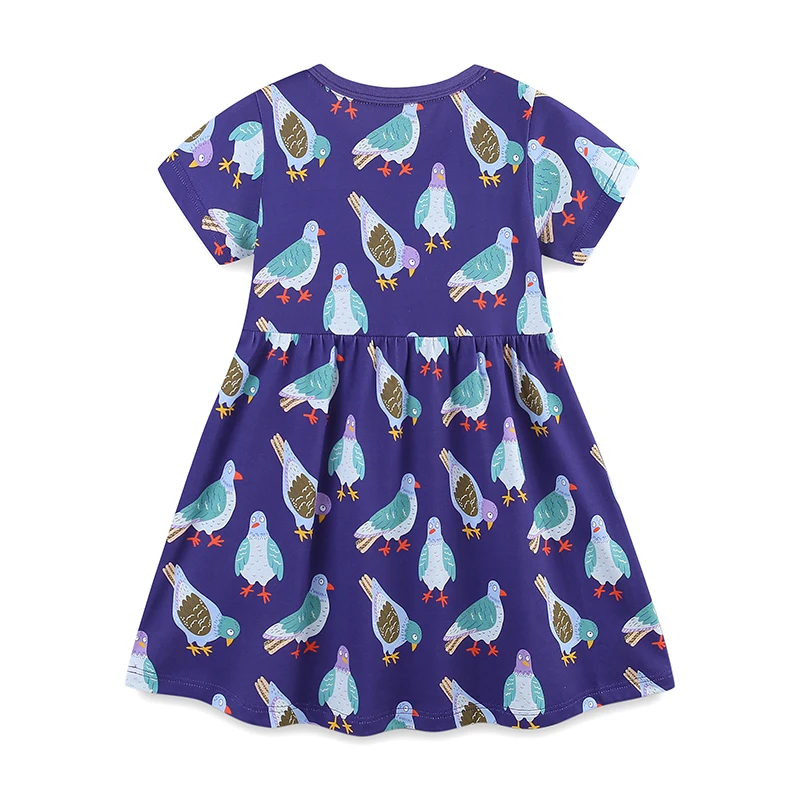 Little maven Kids Clothes Dress for Baby Girls 2026 Summer Children's Clothing Cotton Cartoon Birds Holiday Costumes Dress
