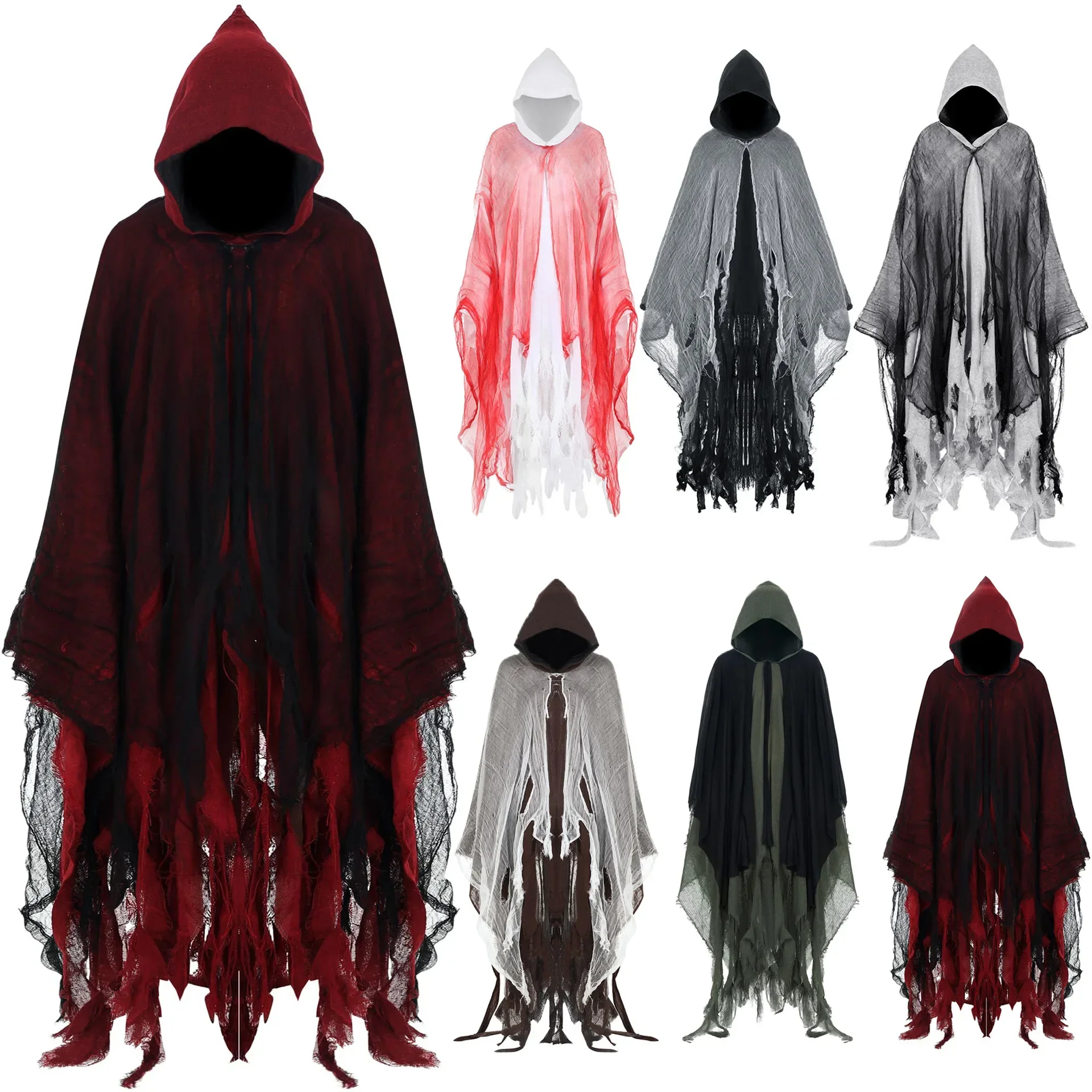 

Ghost Dementors Cosplay Costume Unisex Gothic Horror Zombie Vampires Hooded Capes Day Of The Dead Party Props Cloaks