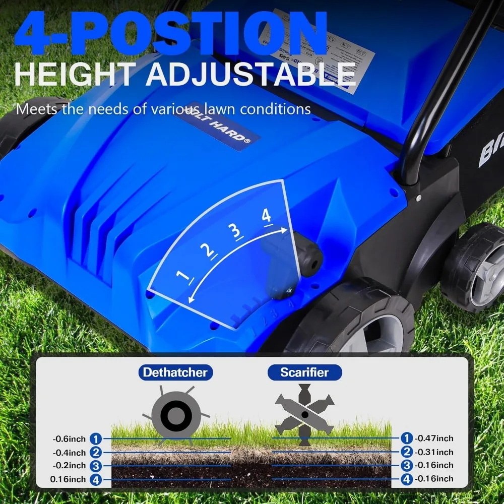 محرك نحاسي كهربائي 12 أمبير، عرض جرف 13 بوصة، كيس مناديل سعة 8 جالون، مهوية 2 في 1 خلف العشب #3