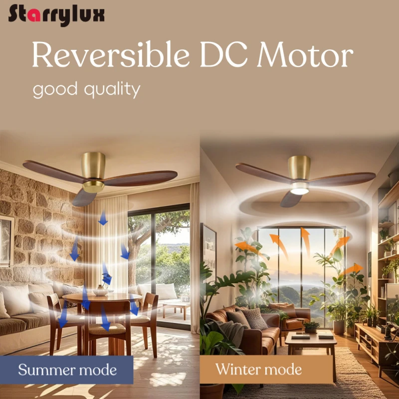 مروحة سقف خشبية 2 في 1 مع ضوء، مراوح غرفة نوم على الطراز الشمالي، مصباح LED هادئ قابل للتعتيم لغرفة المعيشة أضواء ثريا معلقة #4