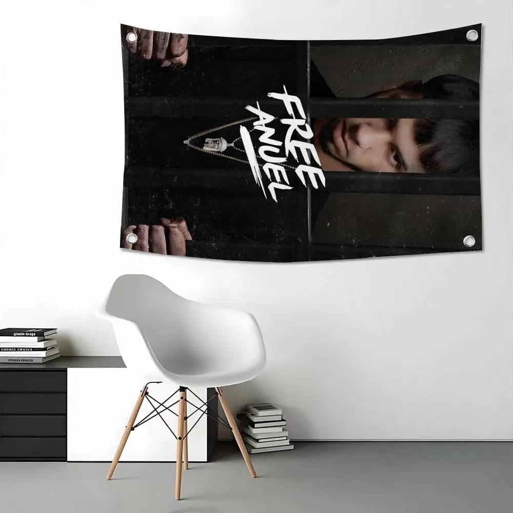 Latin Trap rapper Anuel AA gift Flags for Bedrooms Home Decor Items Outdoor Decors Garage Decoration Flaga