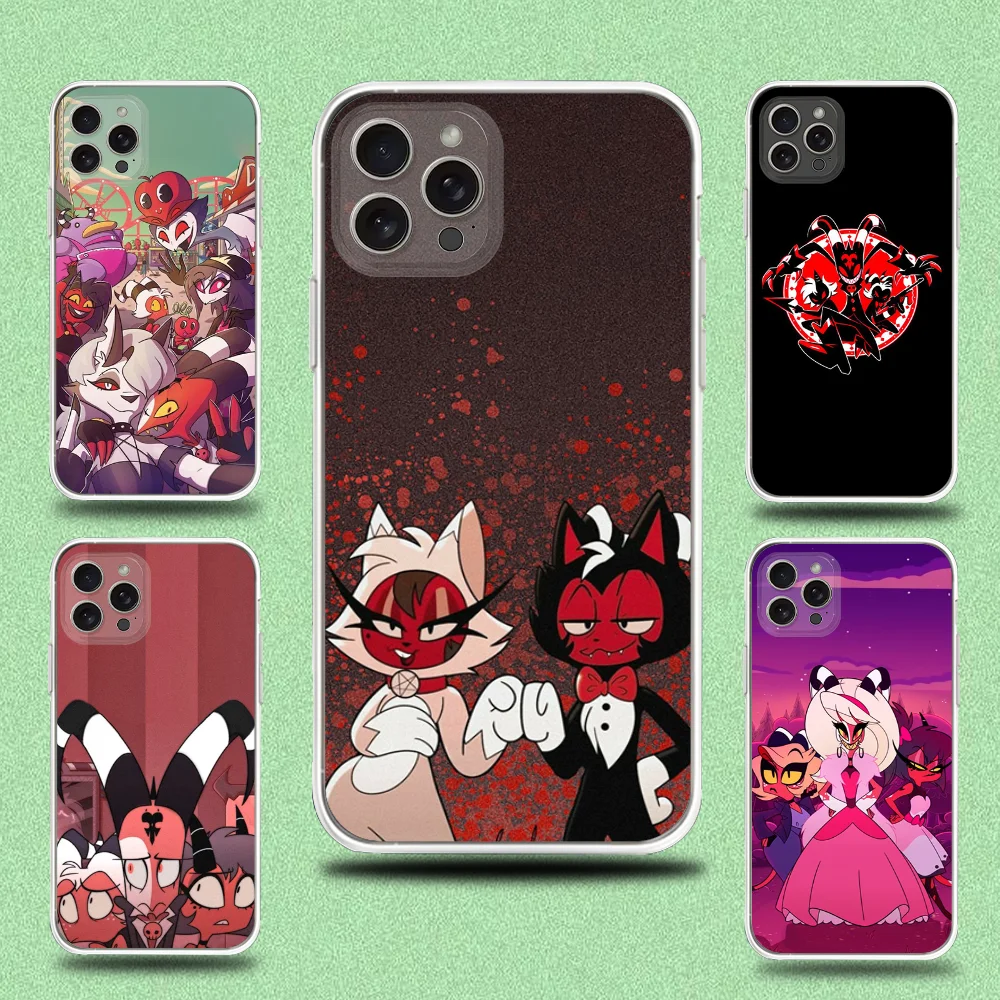 

Anime Cartoon H-Helluva Boss Phone Case For iPhone 16,15,14,13,12,11 Plus,Pro,Max,XR,XS,X,7,8 Plus,SE,Mini Transparent Shell