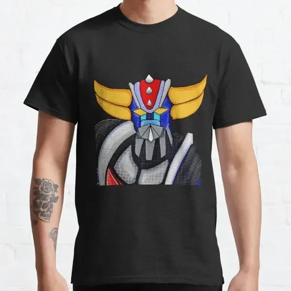 Goldorak Ufo Robot Goldrake Grendizer Anime Cotton Men's T-Shirt Short Sleeve Tshirt Black Cotton Unisex Top Tees Clothes 3XL