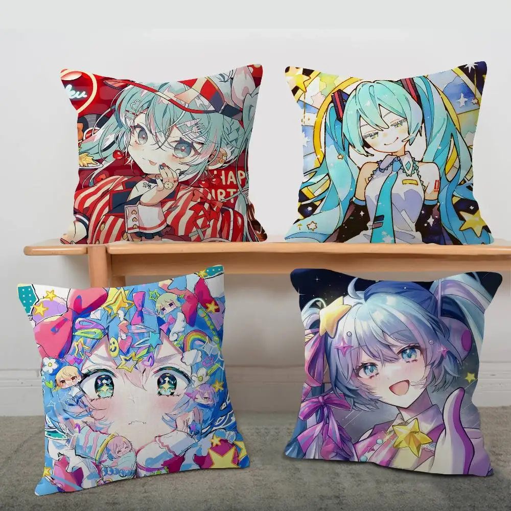 Cute H-Hatsune M-Miku Cushion Cover Pillowcase Upholstery Sofa Throw Pillow Home Decor Pillowcas